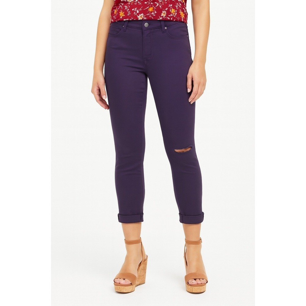 Dollhouse Juniors' Colored Ripped Cropped Jeans Purple Size 11 Skinny Cuffed